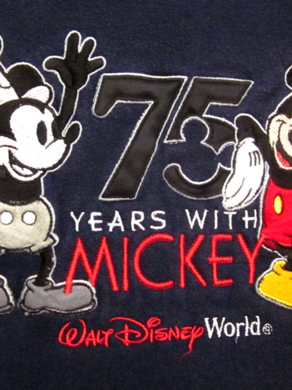 Vintage Walt Disney World Crewneck Sweatshirt Navy 75 Anniversary Years Mickey